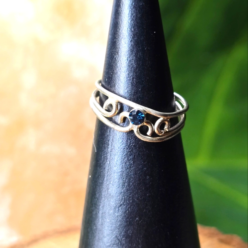 Midi 925 Silver Ring with Blue Sapphire Adjustable